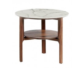 Moderní kulatý příruční stolek Vita Naturale mramorový vzhled 60cm