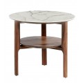 Designový příruční stolek Vita Naturale kulatý v moderním stylu z dýhovaného dřeva s deskou v provedení bílý mramor
