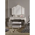 Luxusní barokní toaletní stolek Alegro v bílém provedení se třemi šuplíky a ornamentálním vyřezávaným zdobením