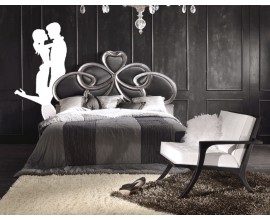 Luxusní manželská postel Alegro s ozdobným stříbrným kovovým rámem s koženou výplní 180x200