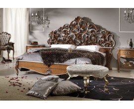Rustikální masivní manželská postel Belladonna s ornamentálním vyřezávaným čelem 180x200cm