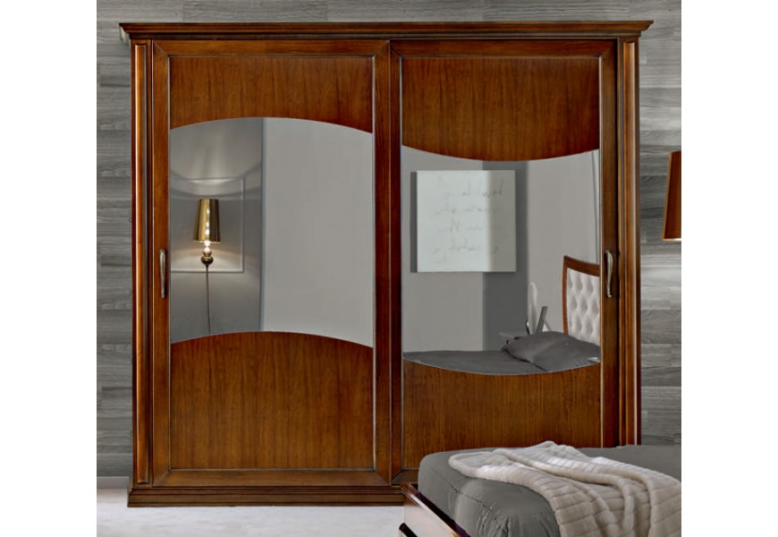 Klasická masivní šatní skříň Carpessio se dvěma posuvnými dveřmi se zrcadly 290cm