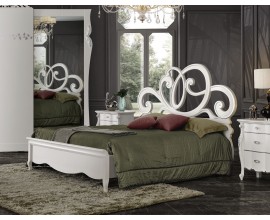 Luxusní klasická manželská postel Aphrodite z masivu s úložným prostorem a ozdobným vyřezávaným čelem 180x200cm