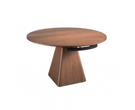 Luxusní moderní kulatý hnědý jídelní stůl Vita Naturale ze dřeva a skla pro 6 osob 140cm