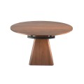 Kulatá vrchní deska jídelního stolu Vita Naturale krásně vynikne s dřevěnou podstavou