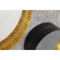 Art deco sada tří kulatých závěsných zrcadel Marill s černě zlatými kovovými rámy 25cm