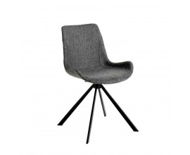 Moderní luxusní otočná jídelní židle Urbano s šedým textilním čalouněním a epoxidovými ocelovými nožičkami