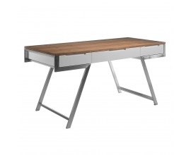 Luxusní psací stůl Urbano ze dřeva se stříbrnými nožičkami 160cm