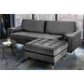 Designová moderní taburetka Nefertiti čtvercového tvaru s šedým prošívaným čalouněním ze sametu 80cm
