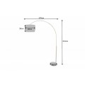 Art deco vysoká stojíci lampa Kara se zlatým kovovým stojanem a černým stínítkem kulatého tvaru 214cm