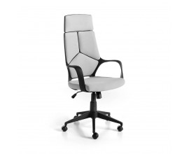 Luxusní moderní otočná židle Urbana čalouněná šedou látkou s kolečky 117/127 cm