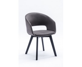 Design modern Lena dining chair with gray upholstery and black wooden legs 79cm