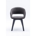 Design modern Lena dining chair with gray upholstery and black wooden legs 79cm