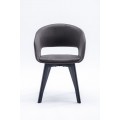 Design modern Lena dining chair with gray upholstery and black wooden legs 79cm