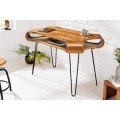 Stylový industriální kancelářský stůl Spin z masivního dřeva sheesham hnědé barvy as černýma kovovými nohama