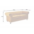 Chesterfield designová trojsedačka Milenna s hořčivě žlutým sametovým potahem as černými nožičkami 192cm