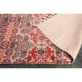 Červený orientální koberec Besatty ve tvaru obdélníku se vzorem a béžovými třásněmi vyrobený ze 100% bavlny