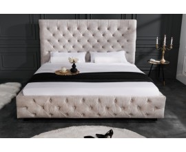 Exkluzivní chesterfield manželská postel Kreon ve světle béžovém odstínu šampaňské 160x200cm