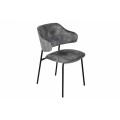 Moderní designová jídelní židle Mildred s šedým sametovým čalouněním a černýma nohama z kovu 83cm