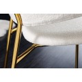 Art deco buklé jídelní židle Mildred s bílým potahem a zlatou kovovou konstrukcí 83cm