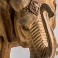 Etno vyřezávaná soška slona Simeon z tropického masivu přírodní hnědé barvy s vyřezávaným zdobením 66cm