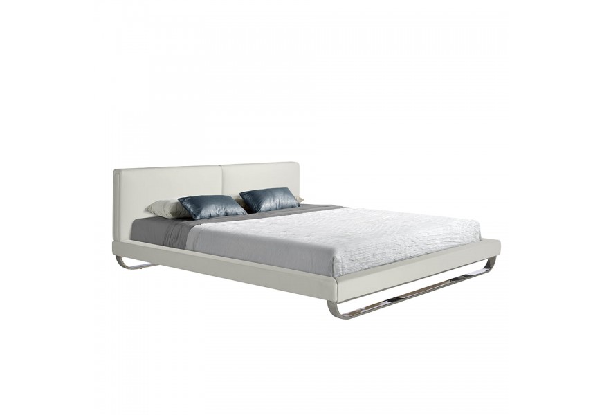 Kožená manželská postel Forma Moderna z veganské kůže moderní bílá