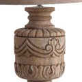 Provence stolní lampa Lance s vyřezávanou podstavou z masivního mangového dřeva a béžovým bavlněným stínítkem 62cm