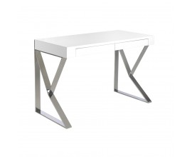Designový psací stolek Forma Moderna v bílém lakovaném provedení se stylovými chromovými nožičkami