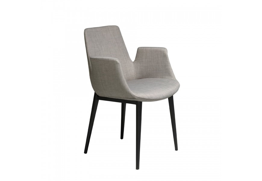 Stylová jídelní židle v moderním stylu Forma Moderna s šedým textilním čalouněním a vysokými opěrkami