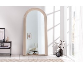 Art deco designové zrcadlo Swan obloukového tvaru s béžovým kaskádovým rámem 160cm