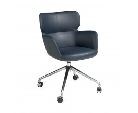 Kožená modrá kancelářská židle Forma Moderna na kolečkách 80cm