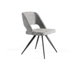 Designová jídelní židle Forma Moderna v moderním stylu s šedým textilním čalouněním a kovovými nožičkami