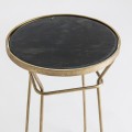 Art deco kulatý příruční stolek Centauri s černou mramorovou deskou a zlatou konstrukcí z kovu 62cm A6928