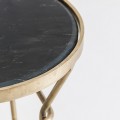 Art deco kulatý příruční stolek Centauri s černou mramorovou deskou a zlatou konstrukcí z kovu 62cm A6928