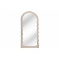 Art deco moderní vysoké zrcadlo Swan s vlnitým rámem v pastelové béžové barvě 160cm