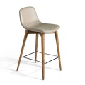 Luxusní taupe šedá kožená barová židle Forma Moderna z masivu 93cm