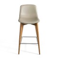 Luxusní taupe šedá kožená barová židle Forma Moderna z masivu 93cm