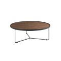 Luxusní kulatý konferenční stolek Forma Moderna z ořechové dýhy v hnědé barvě s černým kovovým rámem