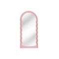 Vysoké zrcadlo Swan v art deco stylu s pastelovým růžovým rámem s kaskádovým efektem a oblou horní hranou