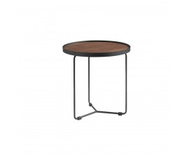 Moderní kulatý příruční stolek Forma Moderna dřevěný hnědý 50cm
