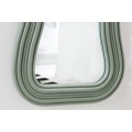Asymetrické designové art deco zrcadlo Swan s polyuretanovým rámem v pastelové zelené barvě s kaskádovým efektem 100cm