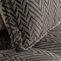 Moderní designová čalouněná pohovka Saraela čtvercového tvaru s geometrickým vzorem v hnědých odstínech 120cm