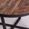 Industriální kulatý konferenční stolek Houston z kovu a masivního dřeva 80cm