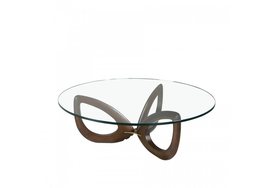 Luxusní konferenční stolek Forma Moderna v moderním skleněném provedení s dřevěnou konstrukcí