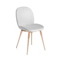Moderní jídelní židle Forma Moderna s bílým textilním čalouněním a rose gold ocelovými nožičkami