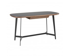Industriální pracovní stůl Forma Moderna s deskou ze skla černý 140cm