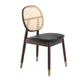 Moderní jídelní židle Forma Moderna hnědá v retro ratanovém provedení s eko-koženým sedákem