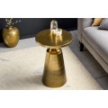Art deco kulat&yacute; př&iacute;ručn&iacute; stolek Nalia zlat&eacute; barvy s konstrukc&iacute; z kovu 40cm