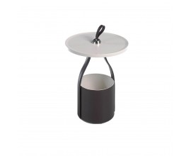 Moderní kulatý příruční stolek Forma Moderna v krémově bílé barvě s eko-koženou podstavou