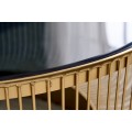 Art deco kulatý konferenční stolek Esme se zlatou kovovou konstrukcí a černou skleněnou deskou 80cm
